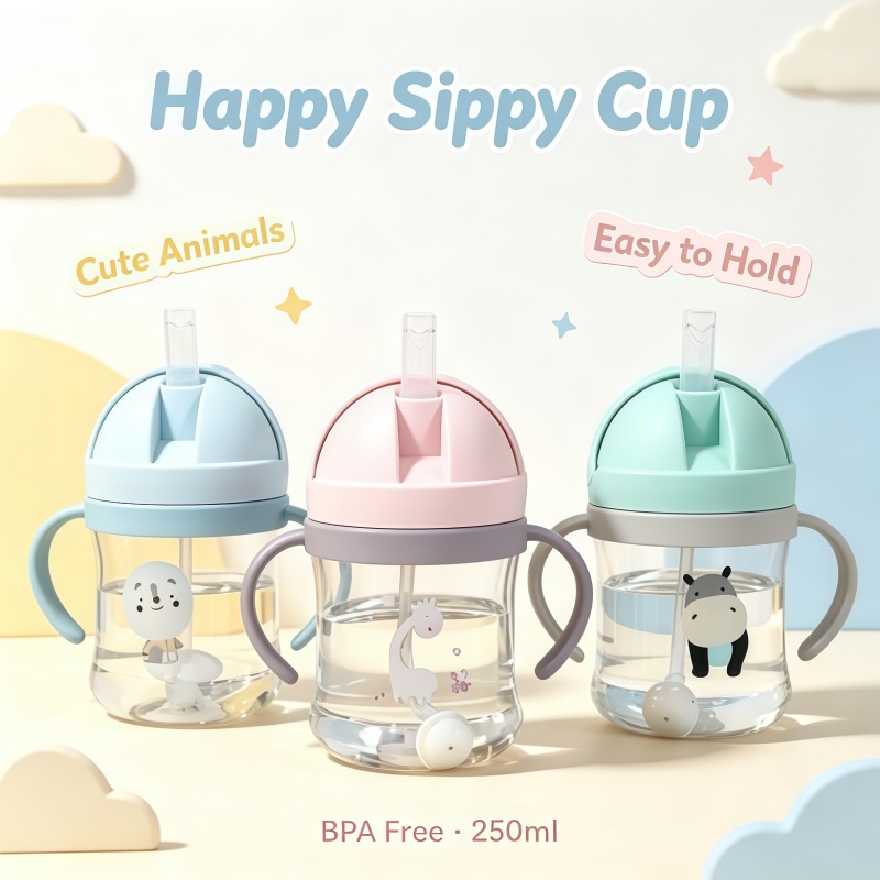 Baby Products List - 新しい漫画パターン屋外子供用飲料ボトルストロー付きベビー授乳カップトレーニングポータブルハンドルウォーターボトルウォーターカップ