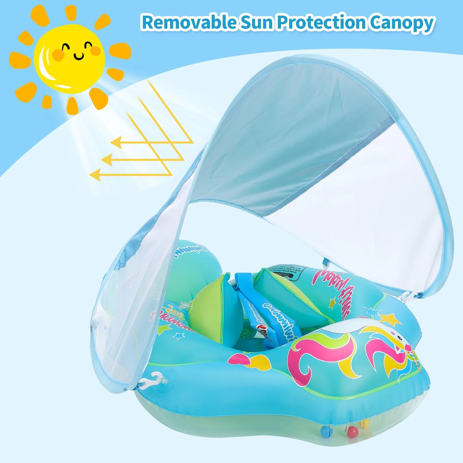 Baby Swimming Floater - ベビー水泳リングインフレータブル調節可能な安全フロート幼児幼児子供プール入浴夏水泳おもちゃシート付き
