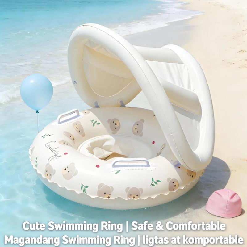 Baby Swimming Floater - ベビー用スイムフロートリング、子供用安全プール、楽しいお風呂用インフレータブル水遊びおもちゃ