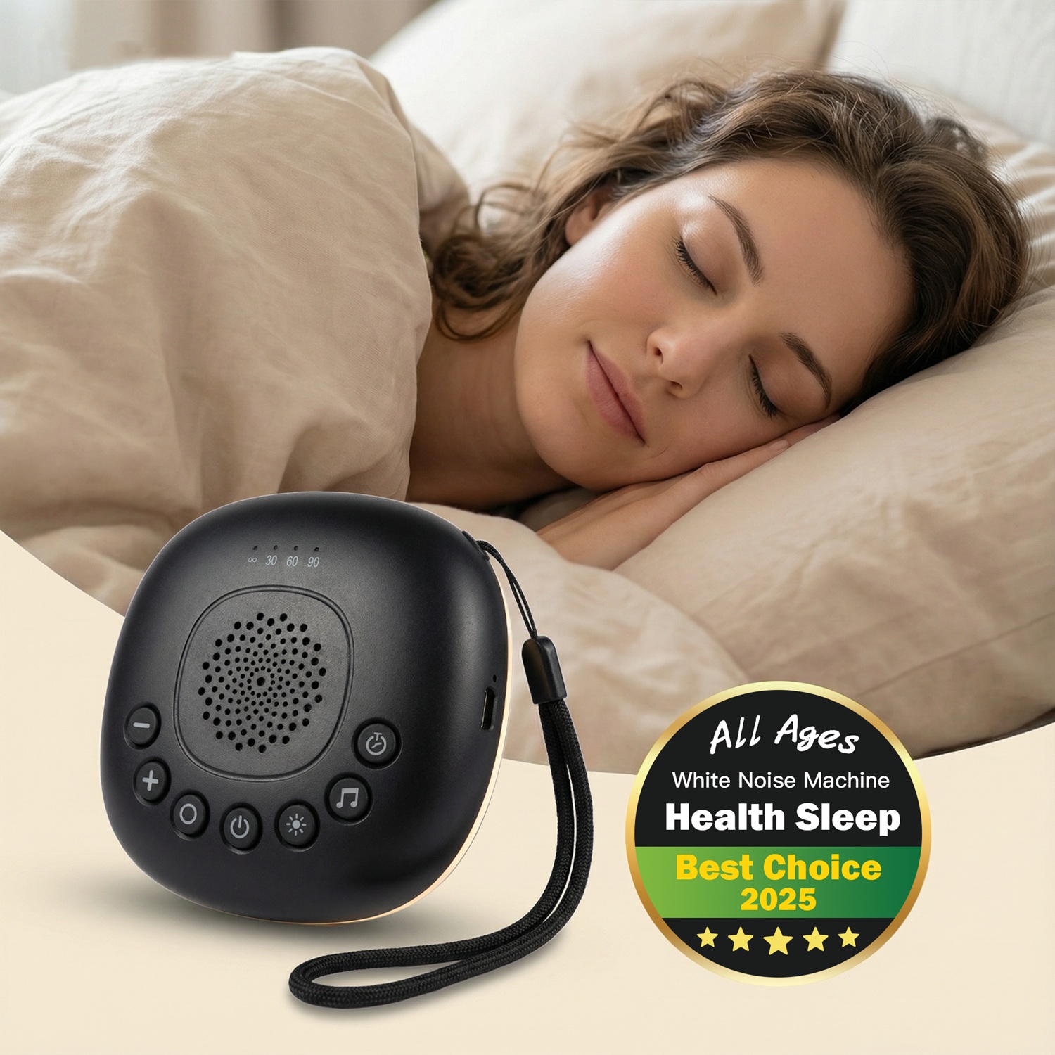 ポータブルホワイトノイズマシン 20種類の音 RGBナイトラ - White Noise Machine Baby のレビューと価格