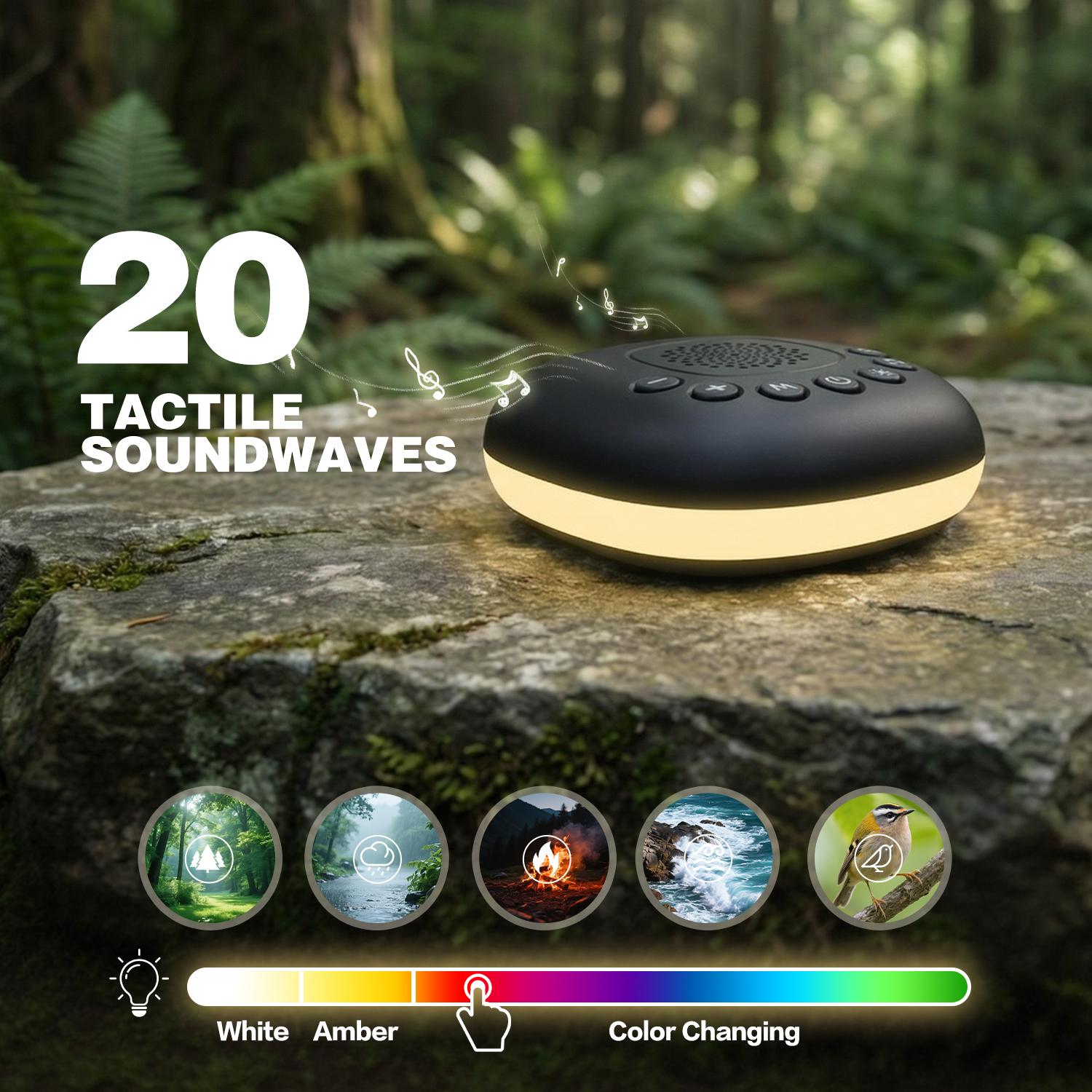 ポータブルホワイトノイズマシン 20種類の音 RGBナイトラ - White Noise Machine Baby のレビューと価格