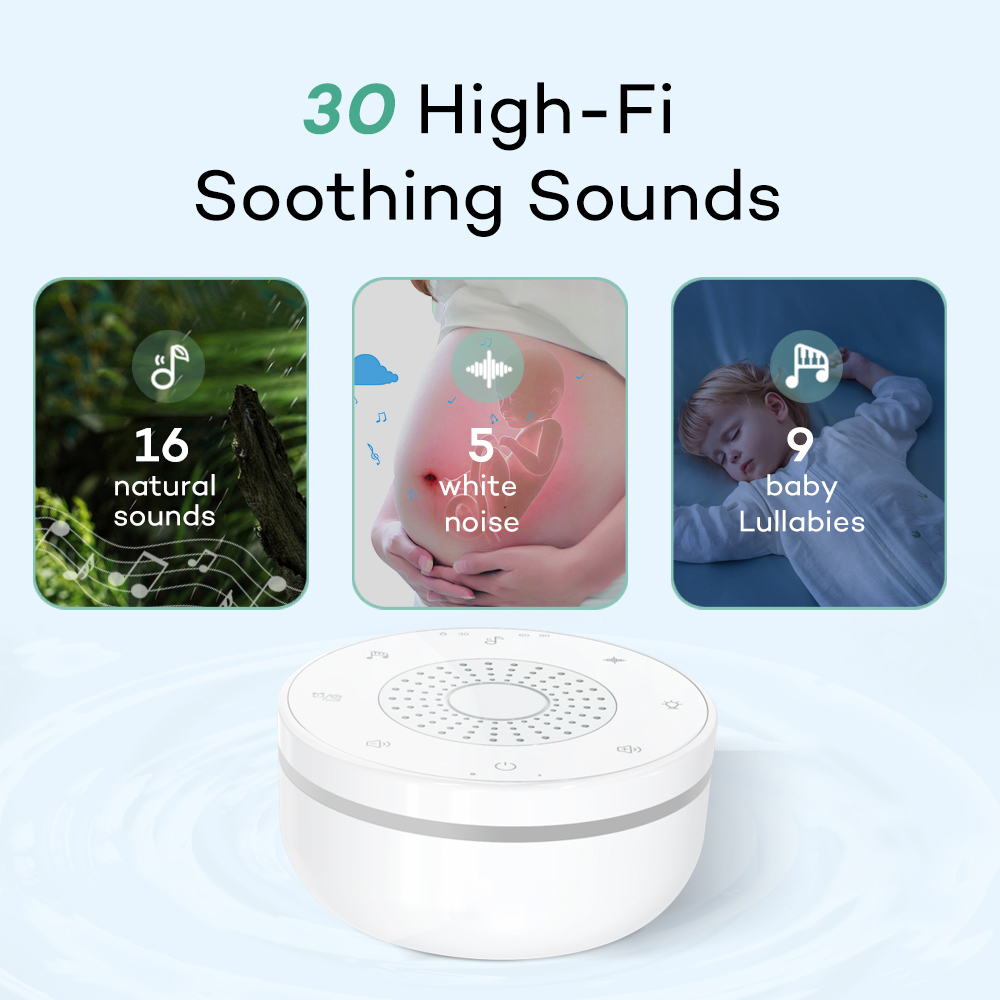 ホワイトノイズマシン、子守唄タイマー、ナイトライト付きベビー - White Noise Machine Baby のレビューと価格
