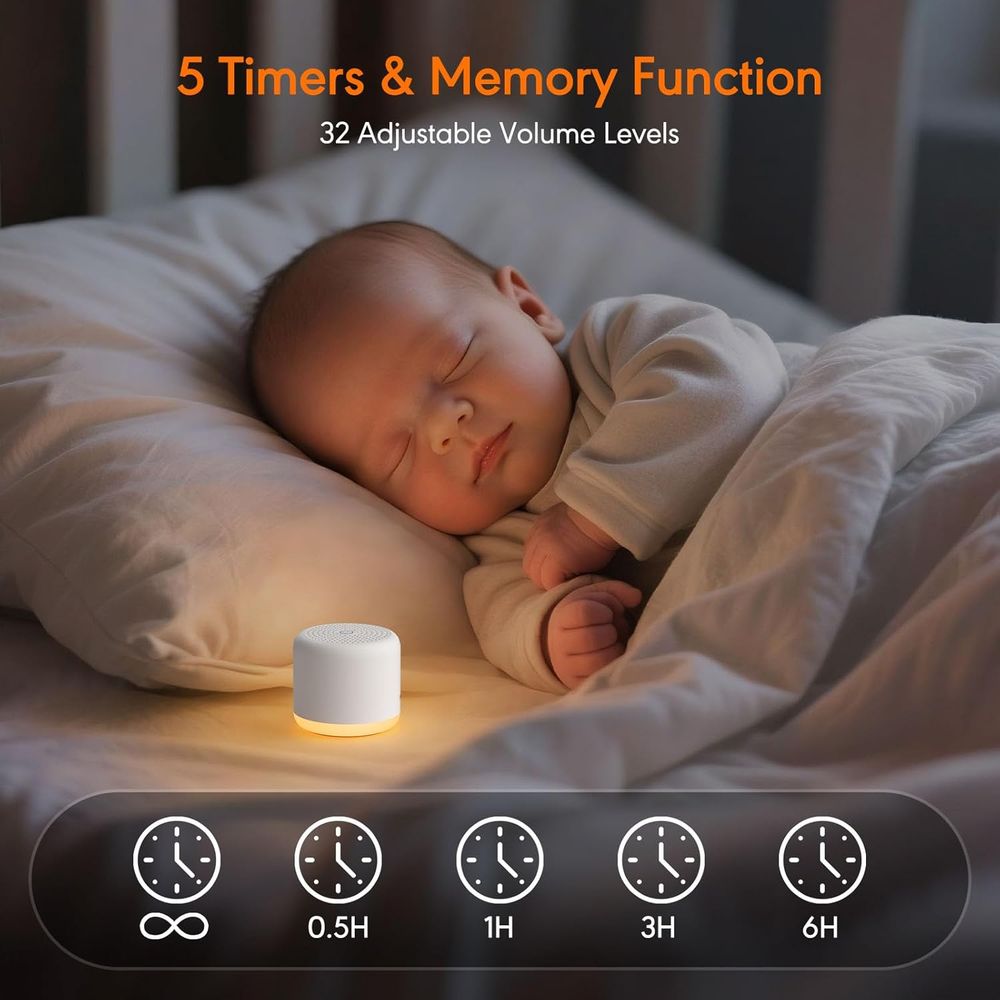 ナイトライト付きホワイトノイズマシン、18種類の癒しサウンド - White Noise Machine Baby のレビューと価格