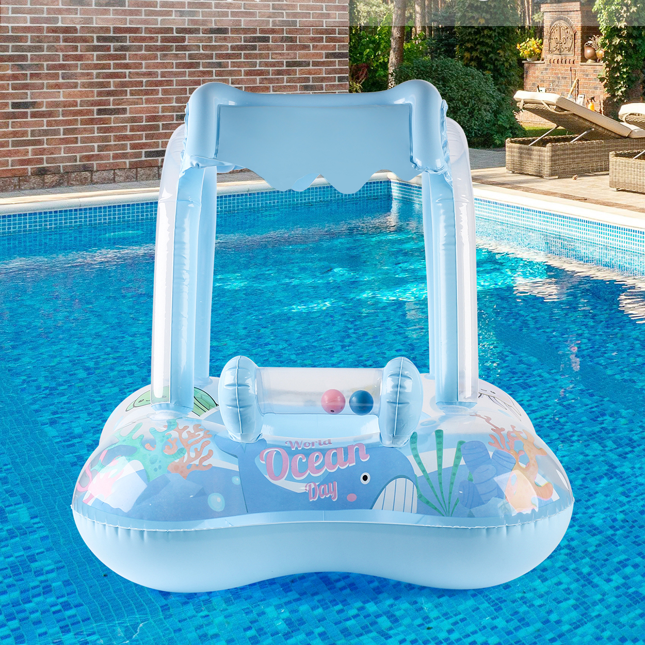 子供用キャノピー付きプールフロート1個、赤ちゃん用幼児幼児用 - Baby Swimming Floater のレビューと価格
