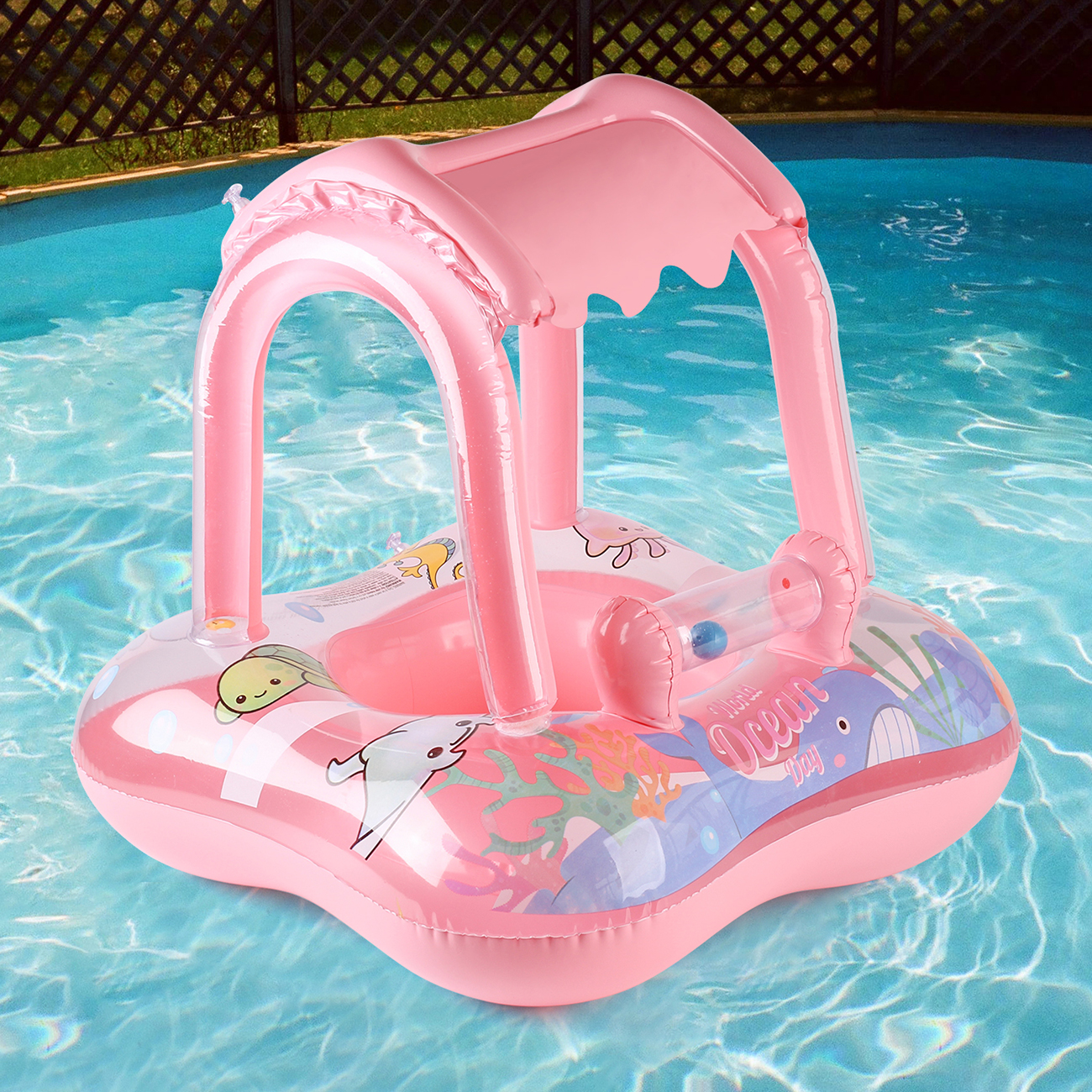 子供用キャノピー付きプールフロート1個、赤ちゃん用幼児幼児用 - Baby Swimming Floater のレビューと価格