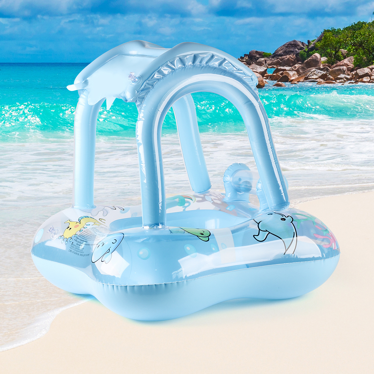 子供用キャノピー付きプールフロート1個、赤ちゃん用幼児幼児用 - Baby Swimming Floater のレビューと価格