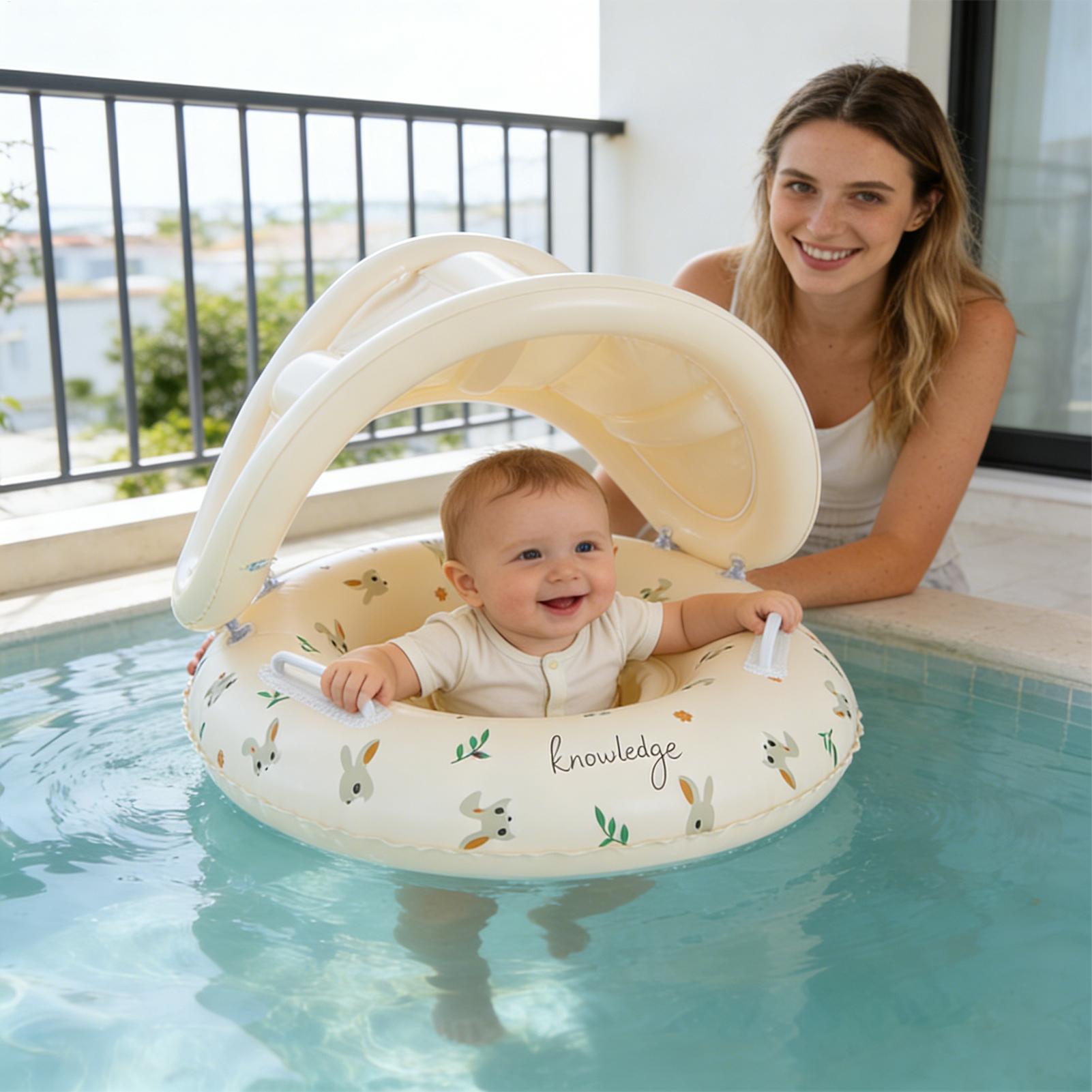 ベビー用浮き輪、取り外し可能なサンシェード付き、幼児用プール - Baby Swimming Floater のレビューと価格