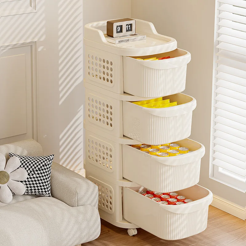 トロリースナックラックベビー用品収納キャビネットフロア取り外 - Baby Products Cream のレビューと価格