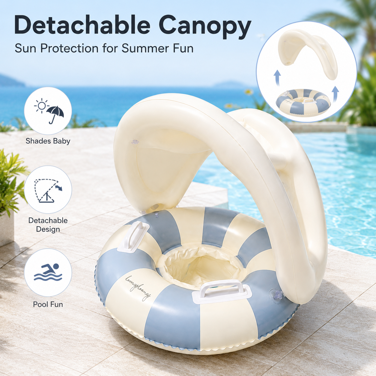 ベビー用浮き輪、夏用プールフロートシート、キャノピー付き日よ - Baby Swimming Floater のレビューと価格