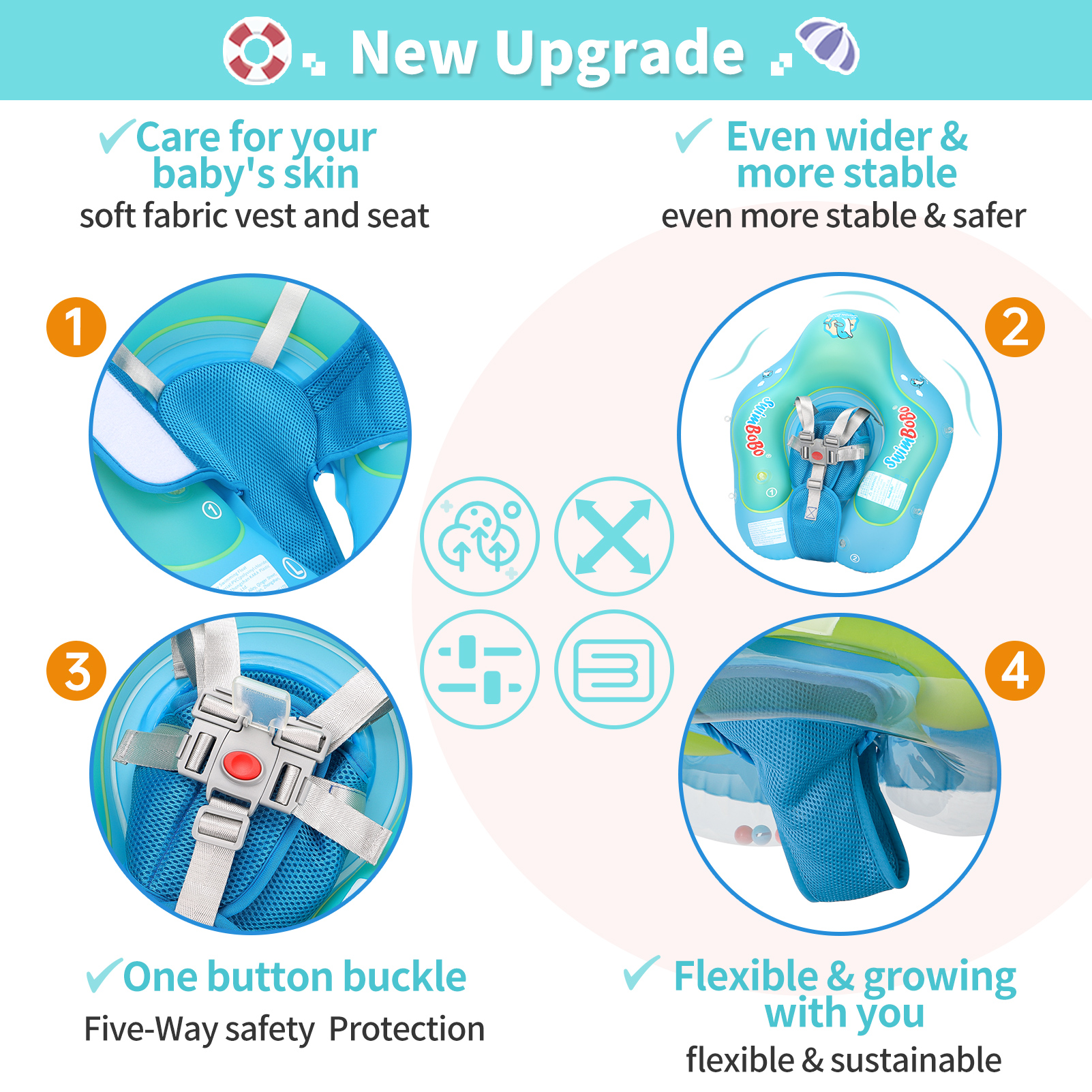 スイムボボ 新改良版 ベビー用プールフロート 膨脹式幼児用浮 - Baby Swimming Floater のレビューと価格